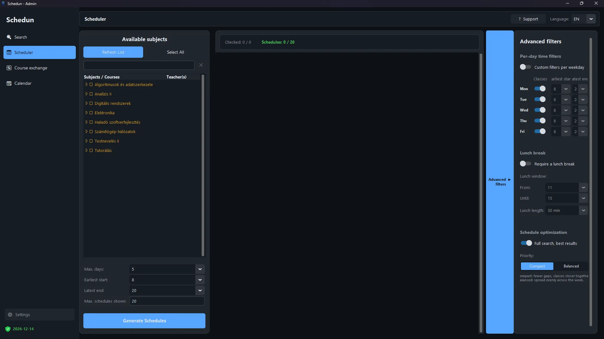 The advanced filters panel expanded
