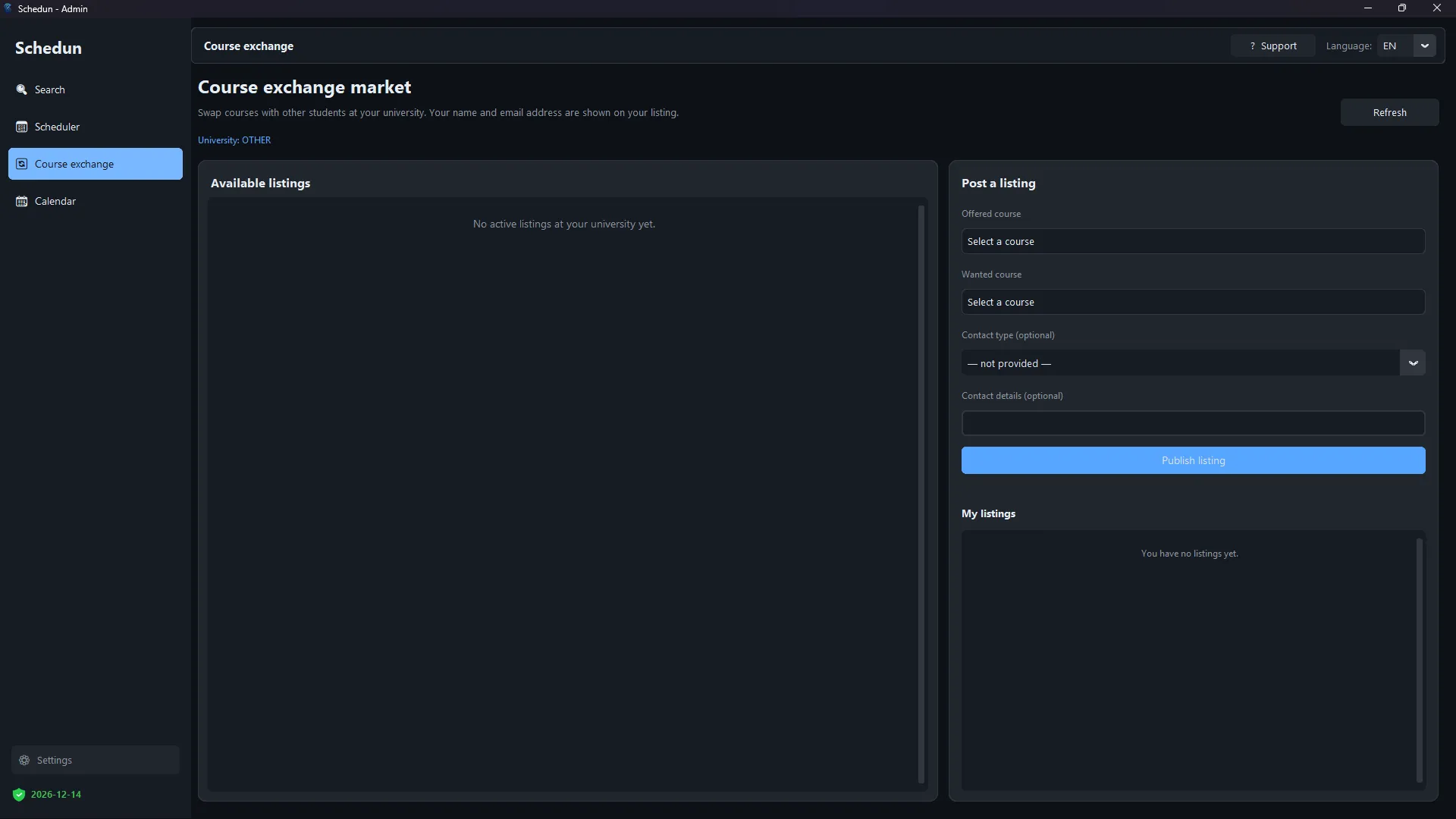 The course exchange market